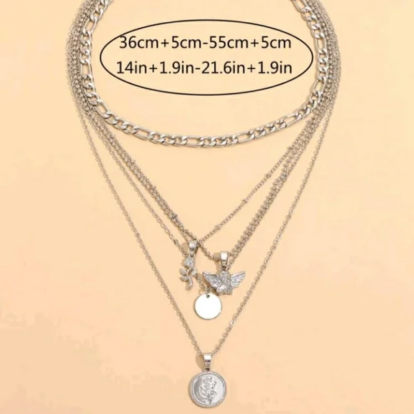 New Silver Pendant Layered Necklace - Picture 6 of 6